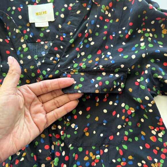 Anthropologie MAEVE Button Up Short with Multicolored Polka Dots. Whimsy. Artsy - Picture 4 of 8